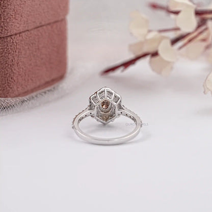 Oval Cut Halo Chocolate Diamond Ring