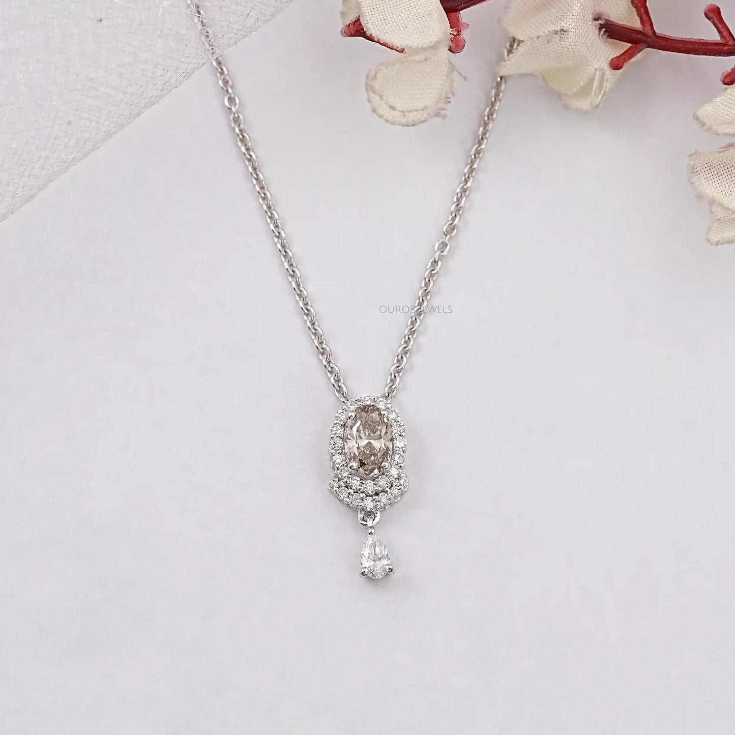 Olive Oval Cut Lab Diamond Bail With Pendant