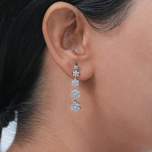 Lab Diamond Round Cut Dangle Drop Earrings