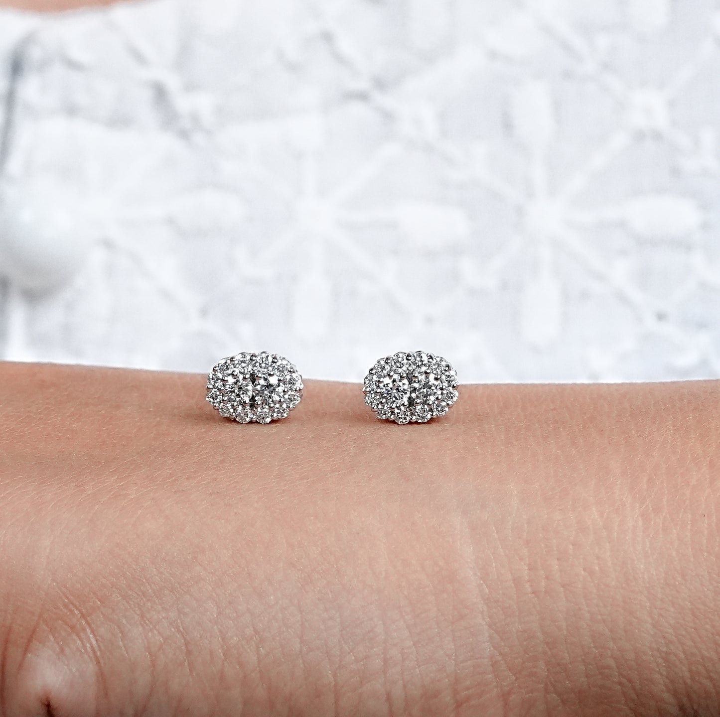 Lab Diamond Round Cut Halo Earrings