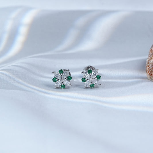 Marquise Lab Diamond And Round Gemstone Dainty Studs