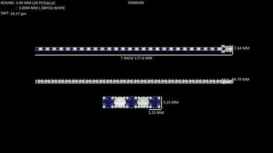 Round Cut Sapphire And Diamond Bracelet