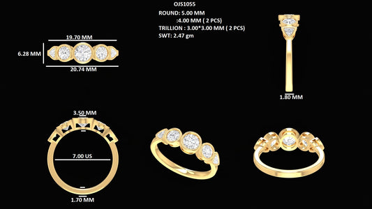 Round Cut Five Stone Bezel Set Wedding Ring