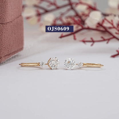 OEC Round Lab Diamond Lever Back Earrings
