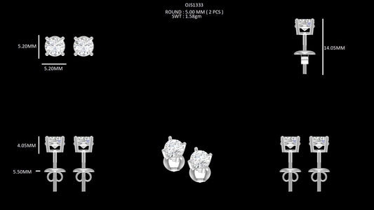 Lab Grown Diamond White Gold Round Stud