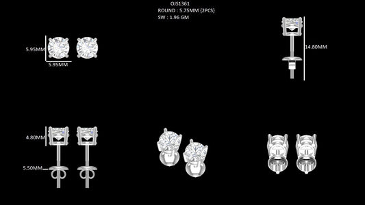 Round Cut Lab Diamond Stud
