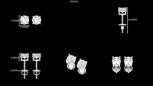 5.80 MM Round Diamond White Gold Stud