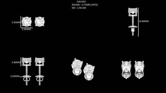 Round Cut Lab Grown Diamond Stud