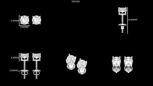 White Gold Round Diamond Stud