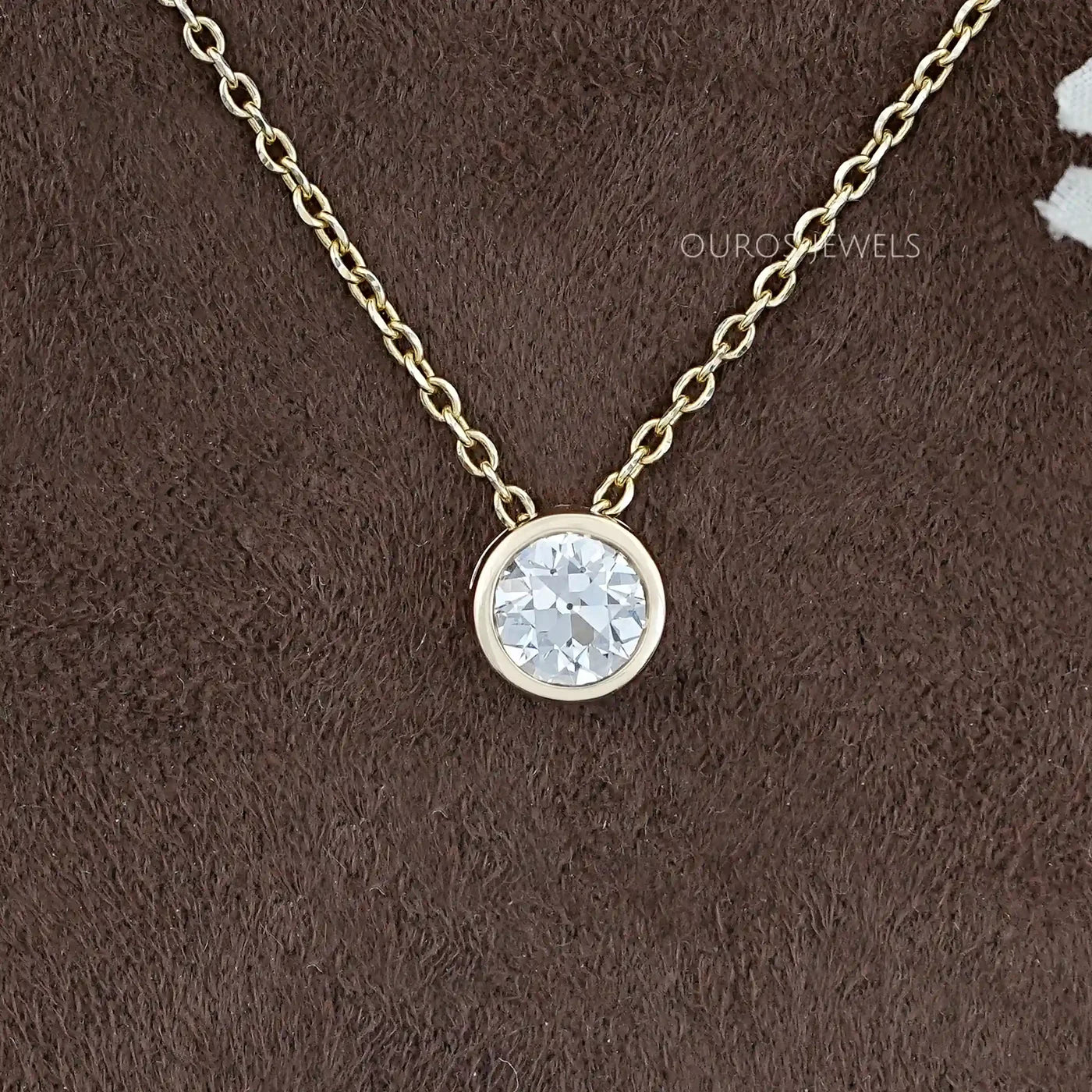 Yellow Gold Old European Round Bezel Set Pendant