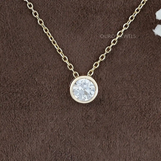 Yellow Gold Old European Round Bezel Set Pendant