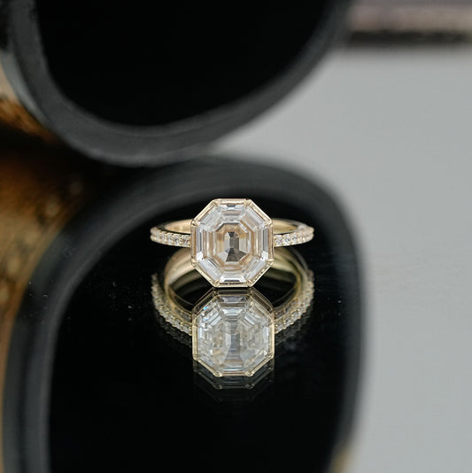 Old Mine Hexagon Asscent Engagement Ring