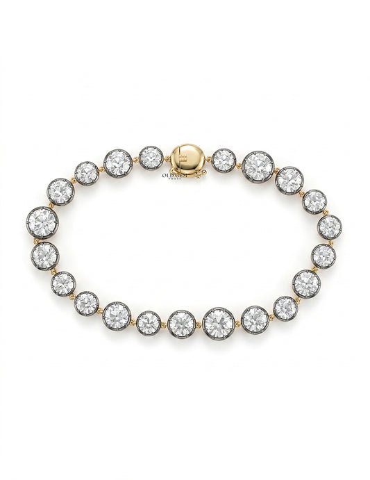 Old European Round Cut Black Coating Bracelet