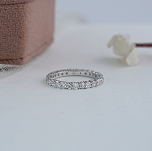 Round Lab Diamond Eternity Wedding Band