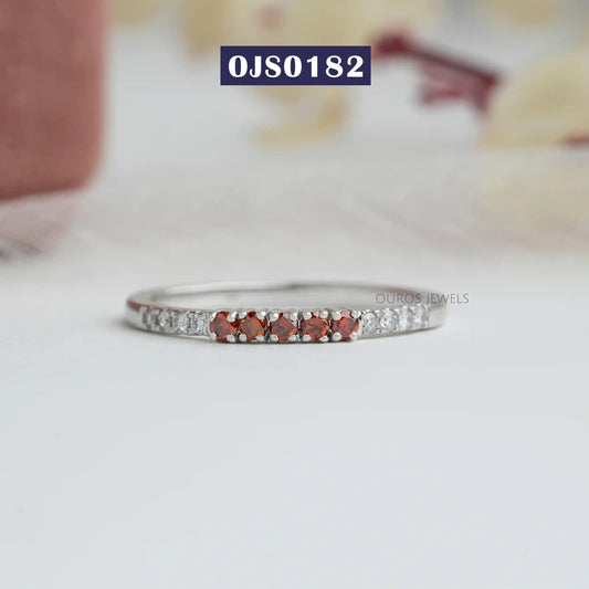 Orange Round Diamond Half Eternity Ring