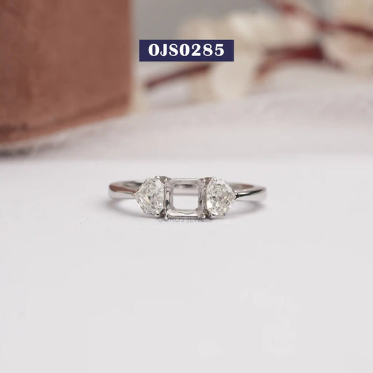 Step  Cut Pentagon  Lab Diamond  Semi  Mount Ring