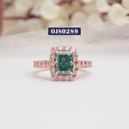 IGI Certified Green Radiant  Cut Engagement Ring