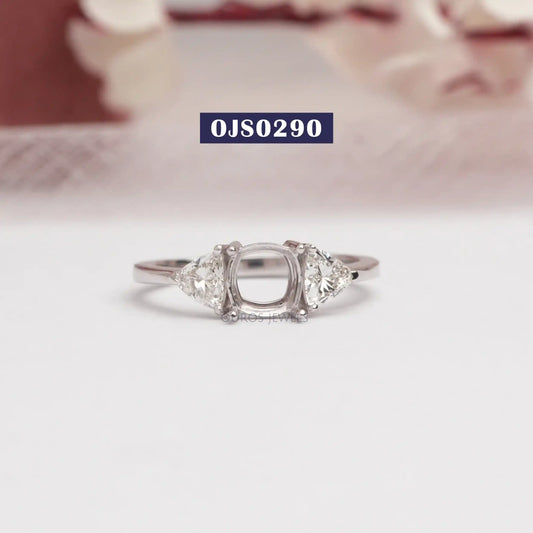 Trilliant Cut Lab Diamond  Three Stone Semi Mount Ring