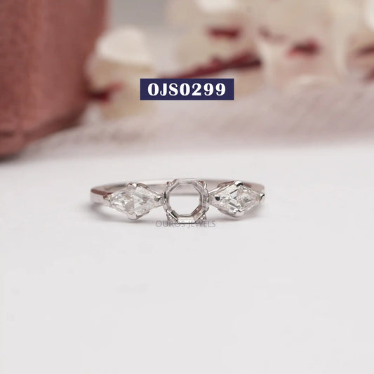 Elongated Shield Cut  Three Stone  Ring