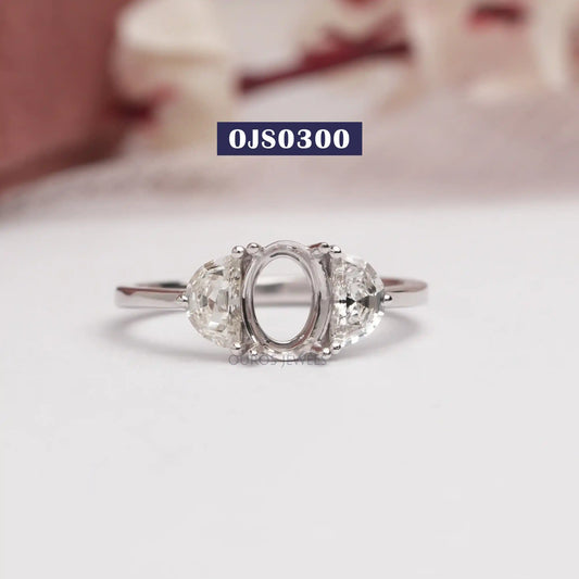Step Cut Half Moon Mount Ring