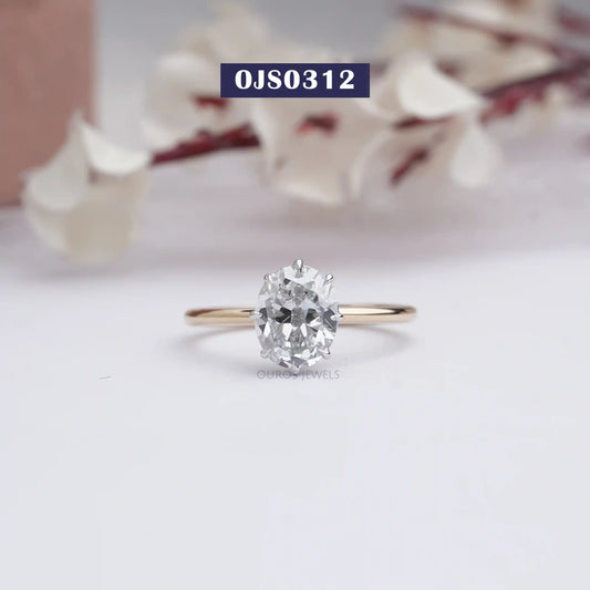 Old Mine Oval  Cut Lab Diamond  Solitaire  Ring