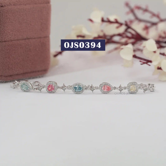 Fancy Color Lab Diamond Halo Bracelet