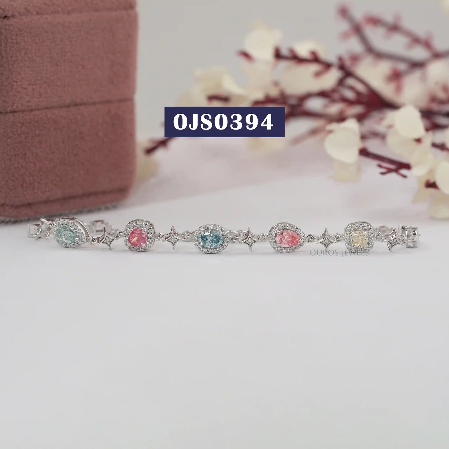 Fancy Color Lab Diamond Halo Bracelet