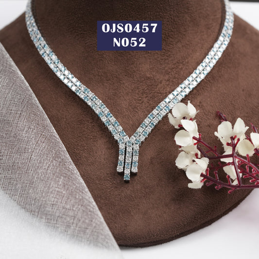 Blue Round Cut Diamond Tennis Necklace
