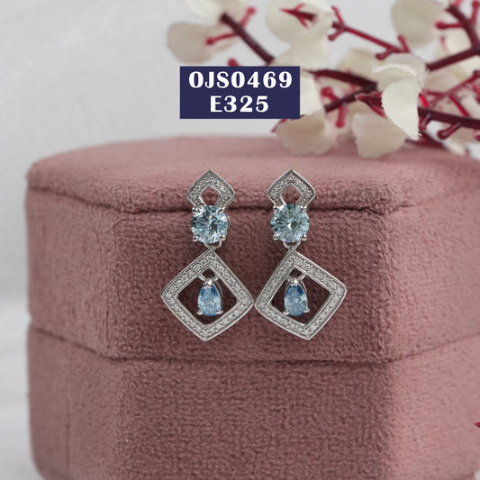 Blue Color Diamond Earrings
