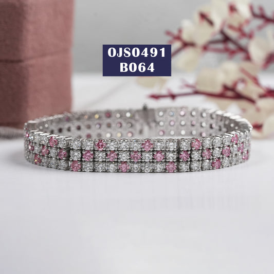 Pink Round Color Diamond Bracelet