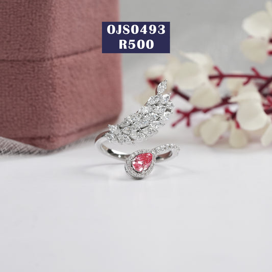 Pink Pear Cut Diamond Open Ring