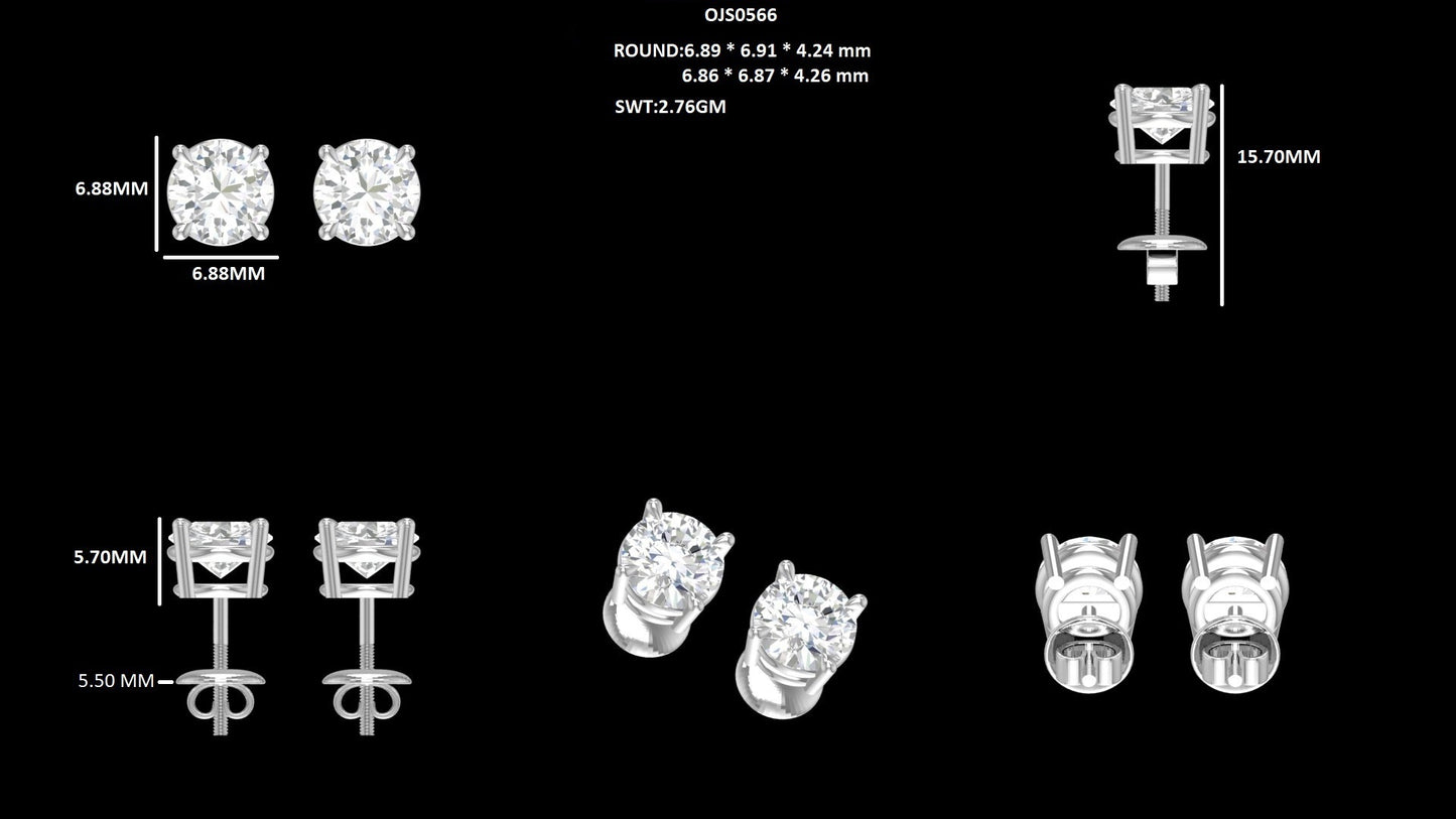 Round Diamond Stud Earrings