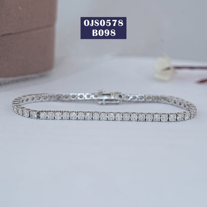 Round Cut Emerald Gemstone & Lab Diamond Tennis Bracelet