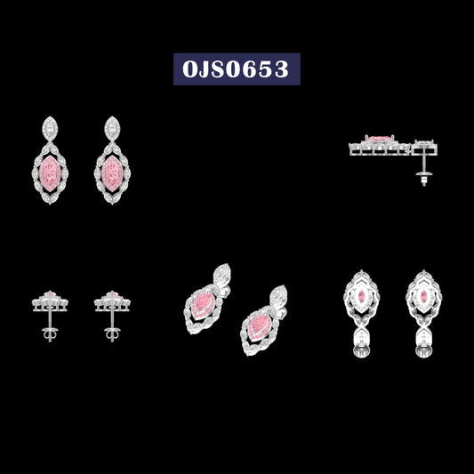 Fancy Pink Marquise Cut Double Halo Earrings