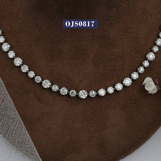 Graduated Old European Round Cut Tennis Necklace