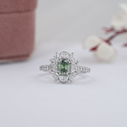 Multi Shape Lab Diamond Halo Accent Ring