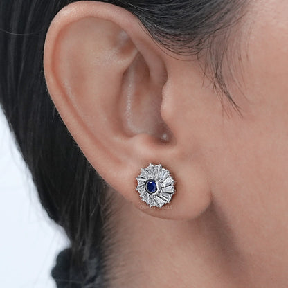 Round Diamond Gemstone Stud