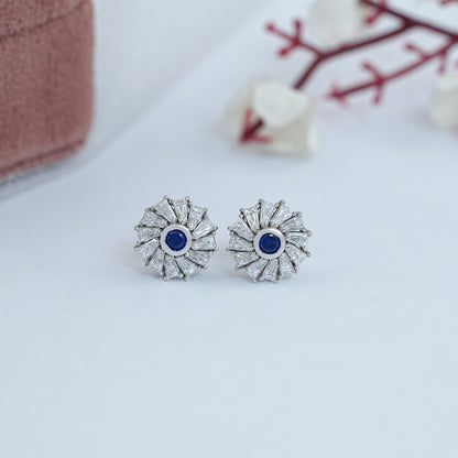 Round Diamond Gemstone Stud