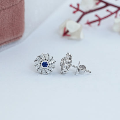 Round Diamond Gemstone Stud