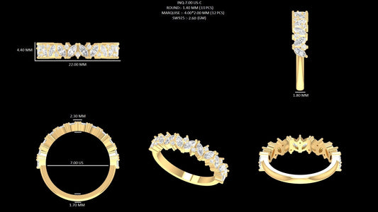 Marquise And Round Diamond Half Band
