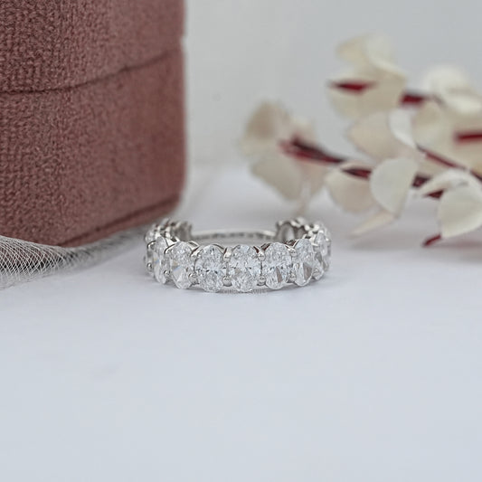 Oval Cut Diamond Half Eternity Band