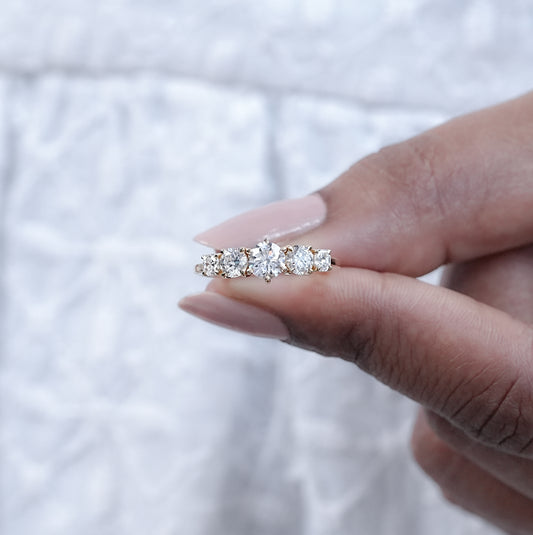 Round Diamond Five Stone Wedding Ring