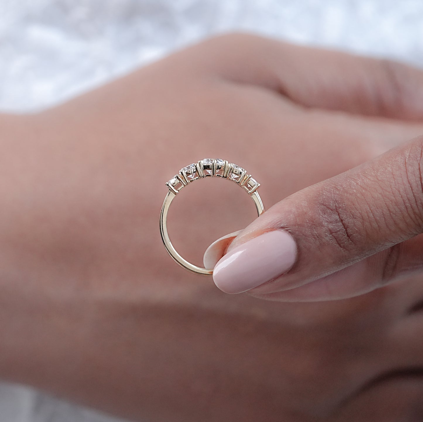 Round Diamond Five Stone Wedding Ring
