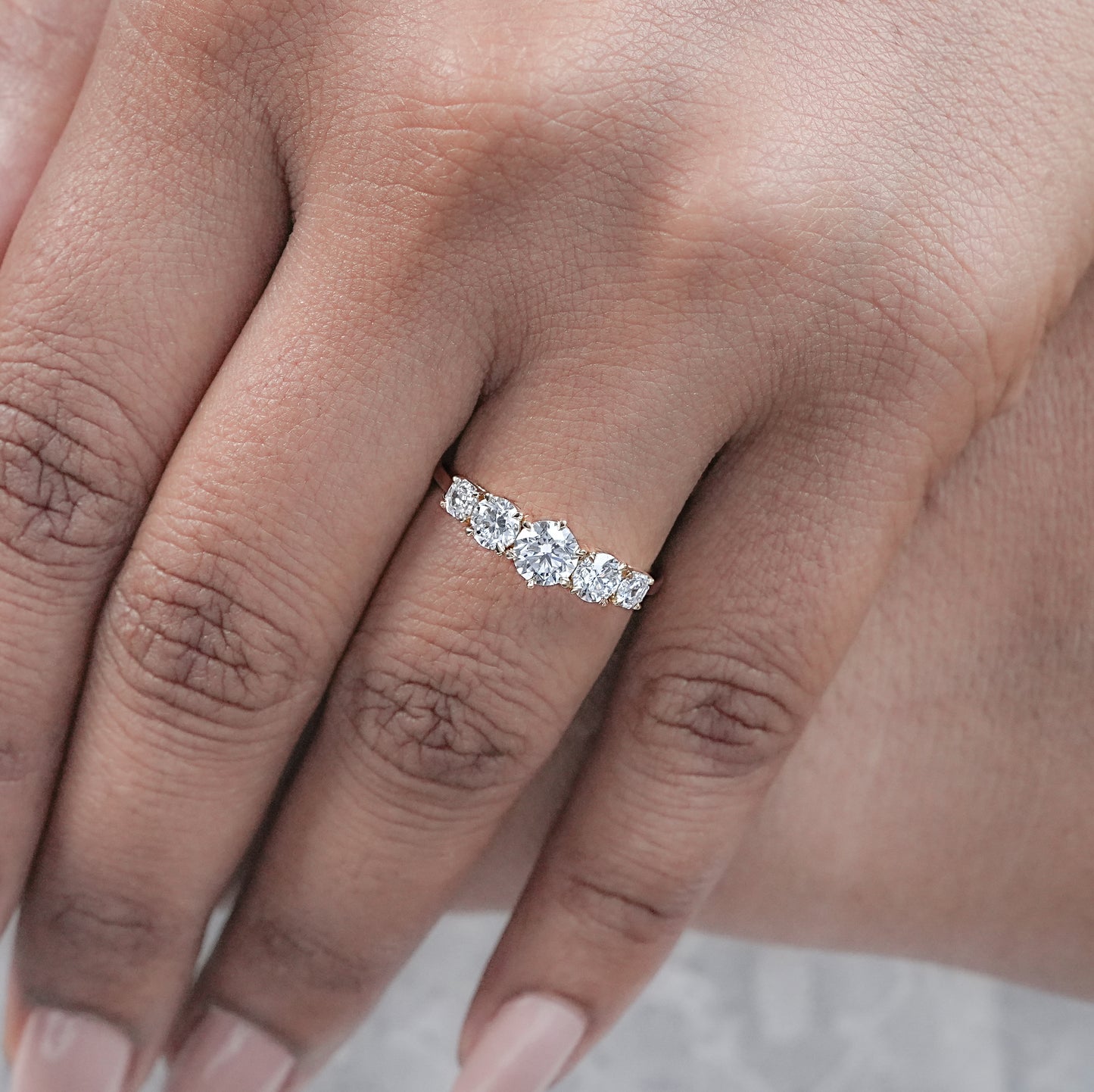 Round Diamond Five Stone Wedding Ring