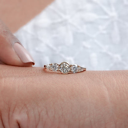 Tapered Baguette And Round Cut Wedding Ring