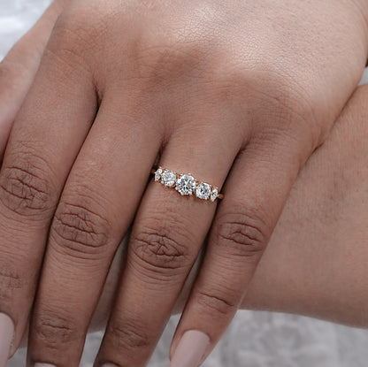 Round and Marquise Diamond Engagement Ring