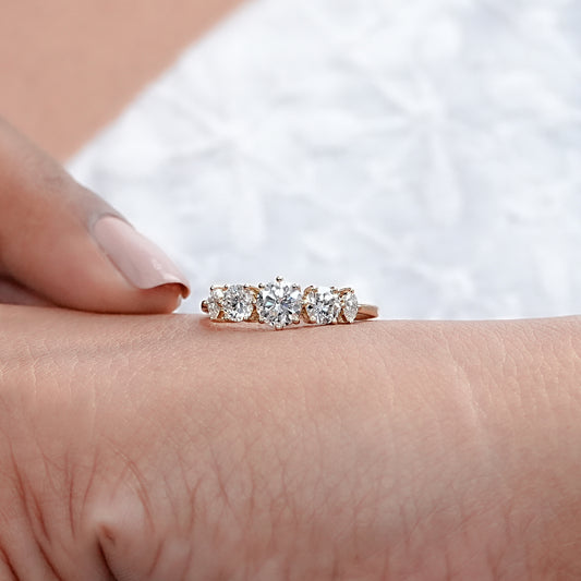 Round and Marquise Diamond Engagement Ring