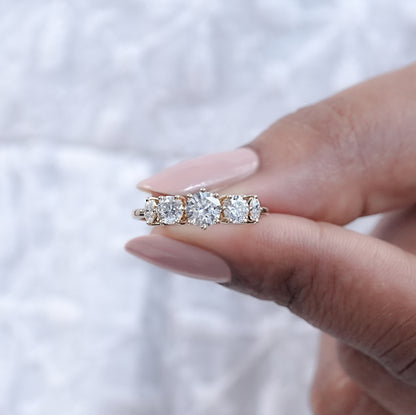 Round and Marquise Diamond Engagement Ring
