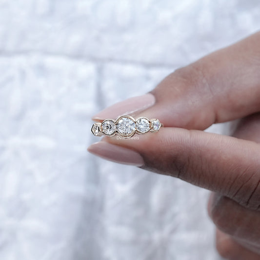 Round And Pentagon Five Stone Ring