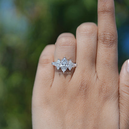 Five Stone Marquise And Baguette Diamond Ring